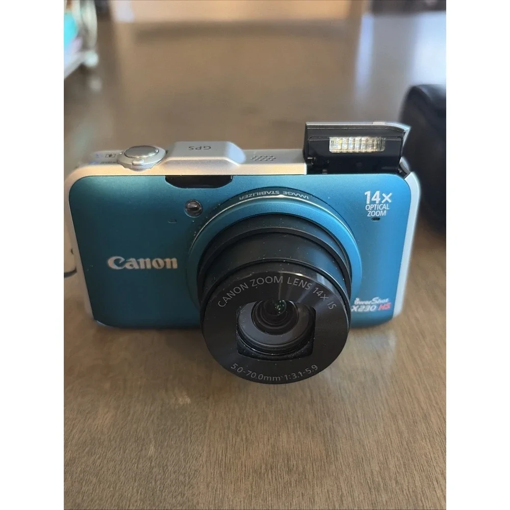 Canon PowerShot SX230 HS 12.1MP 14x Optical Zoom Blue Digital Camera GPS Tested
